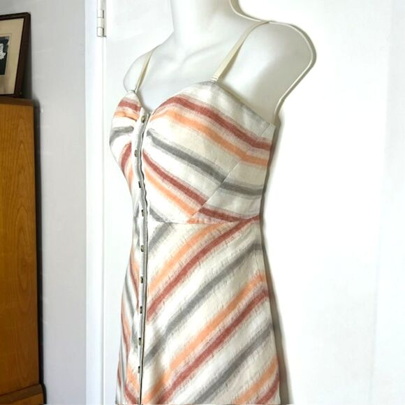 FREE PEOPLE STRIKING STRIPED IVORY MULTI-STRIPE MIDI DRESS SIZE XS - Picture 8 of 16